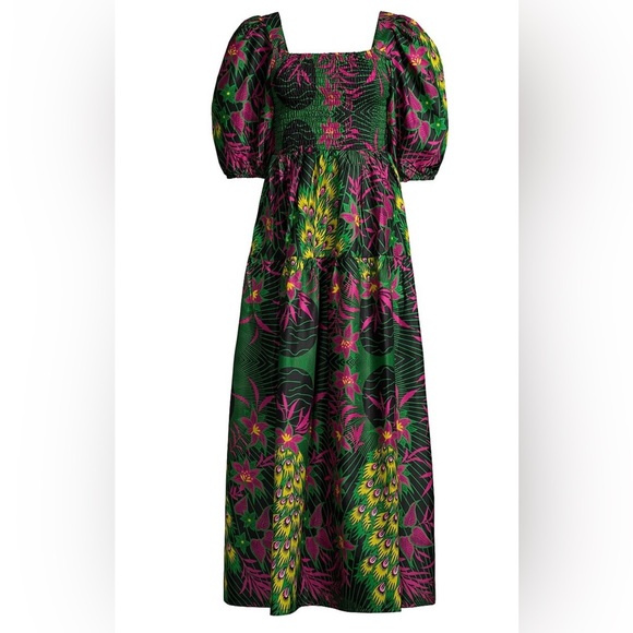Elisamama Dresses & Skirts - Elegant Floral Maxi Dress in Green and Pink